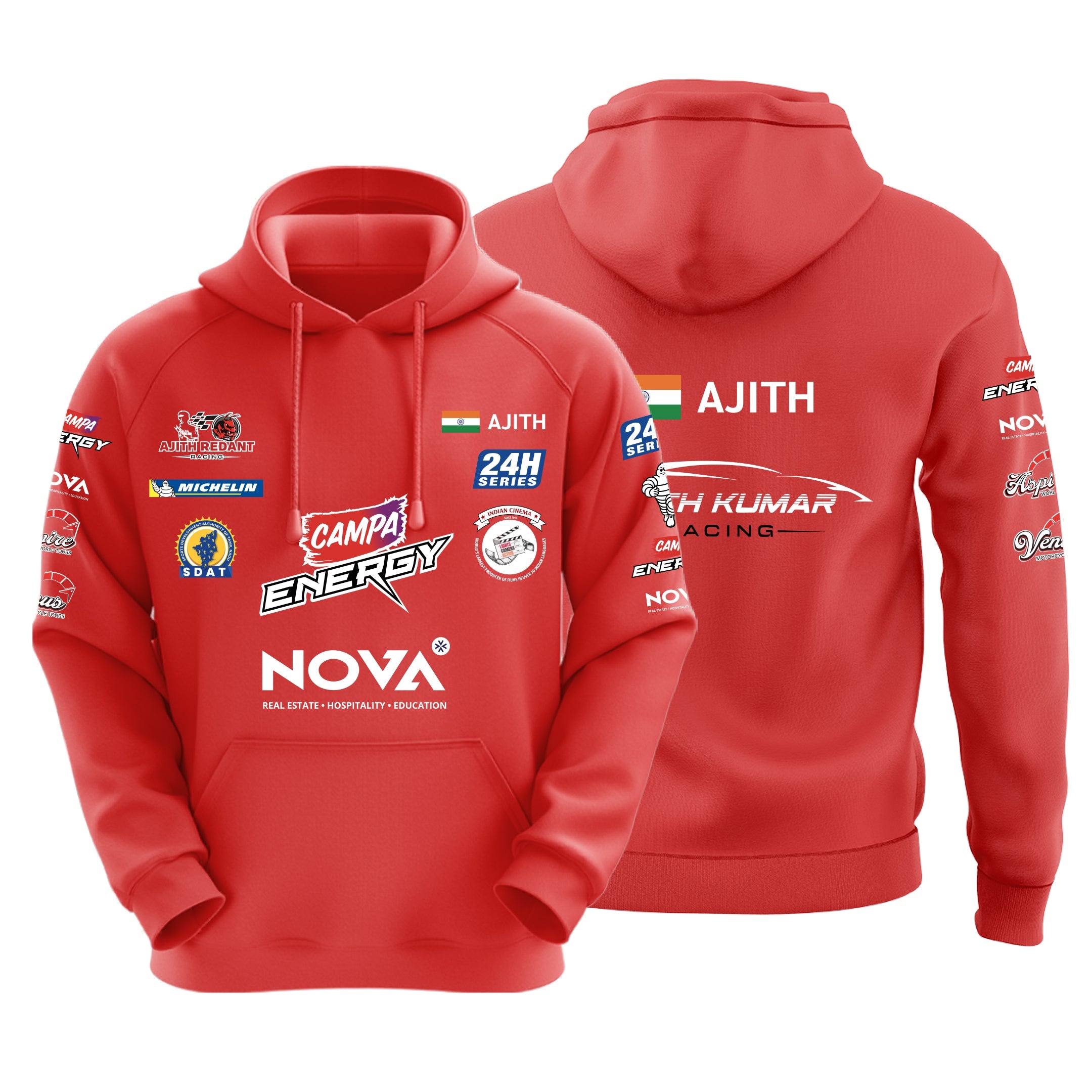 Ajith Kumar Racing Red Hoodie | Official Motorsport Team Style | IndiThings