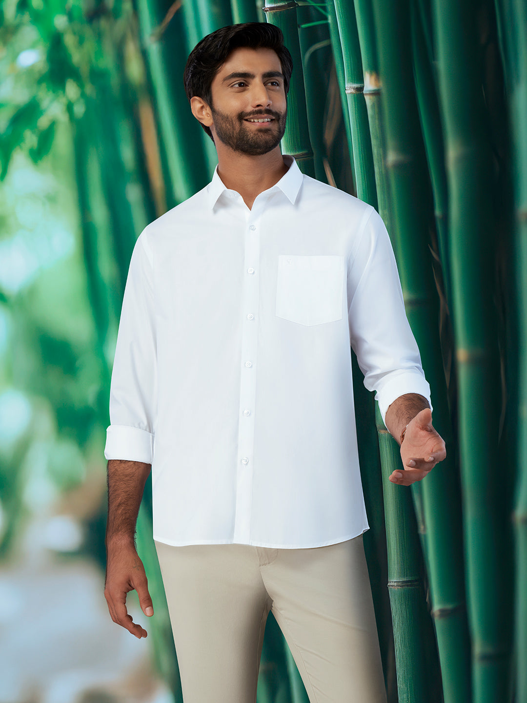 Bamboo Cotton Shirt (Men Bamboo Cotton White Full Shirt - 38) - Ramraj Cotton