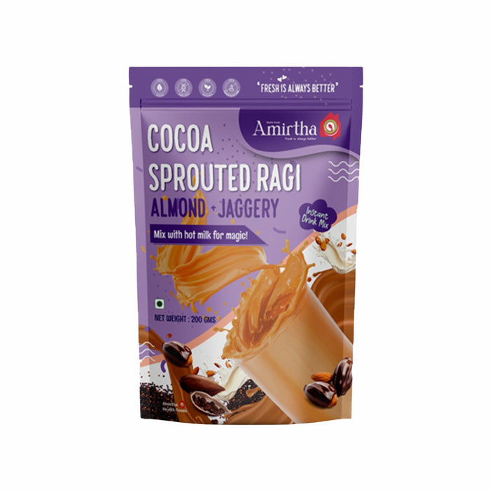 Cocoa Sprouted Ragi Almond Drink Mix - Amirtha Health Foods