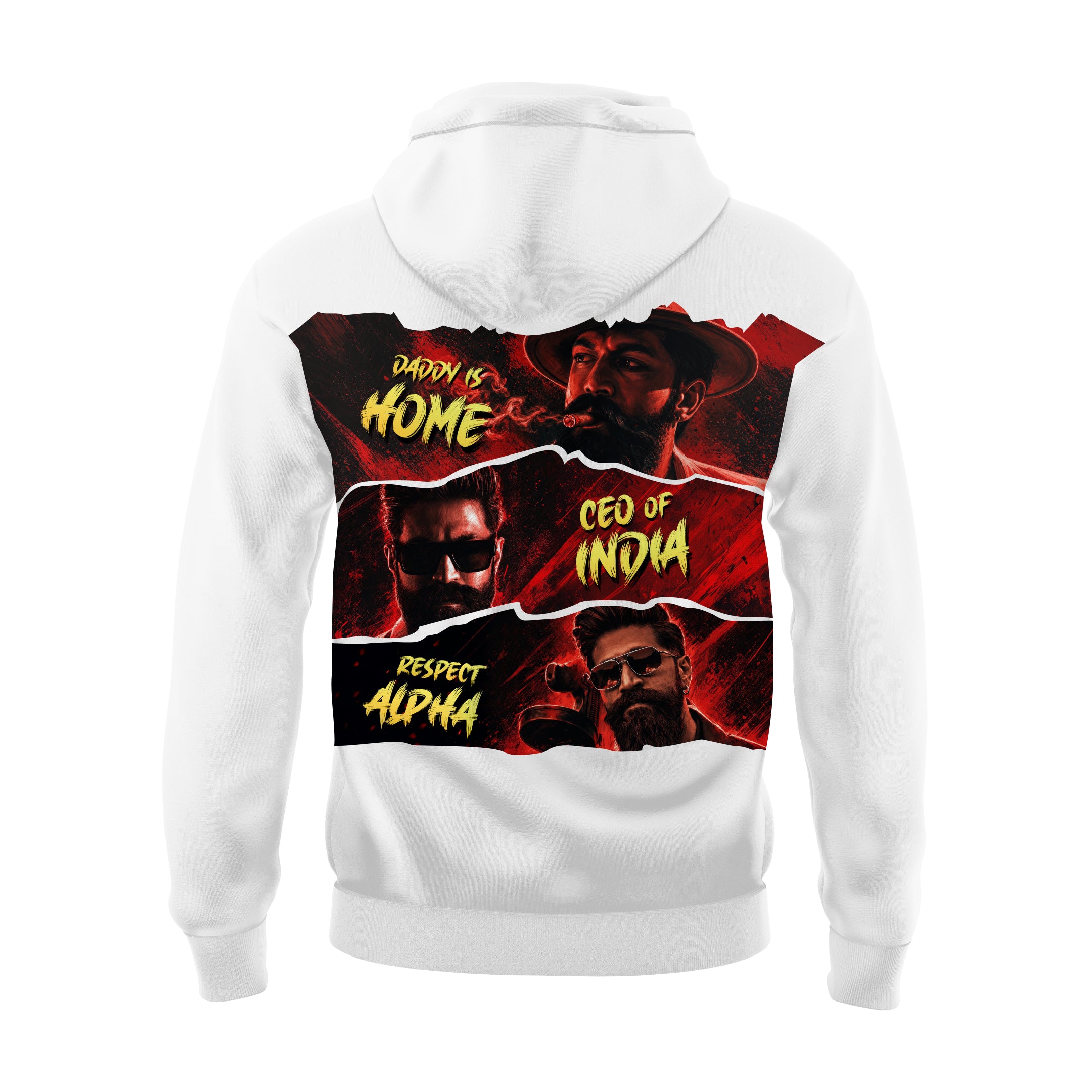 Red Theme CEO of India White Hoodie