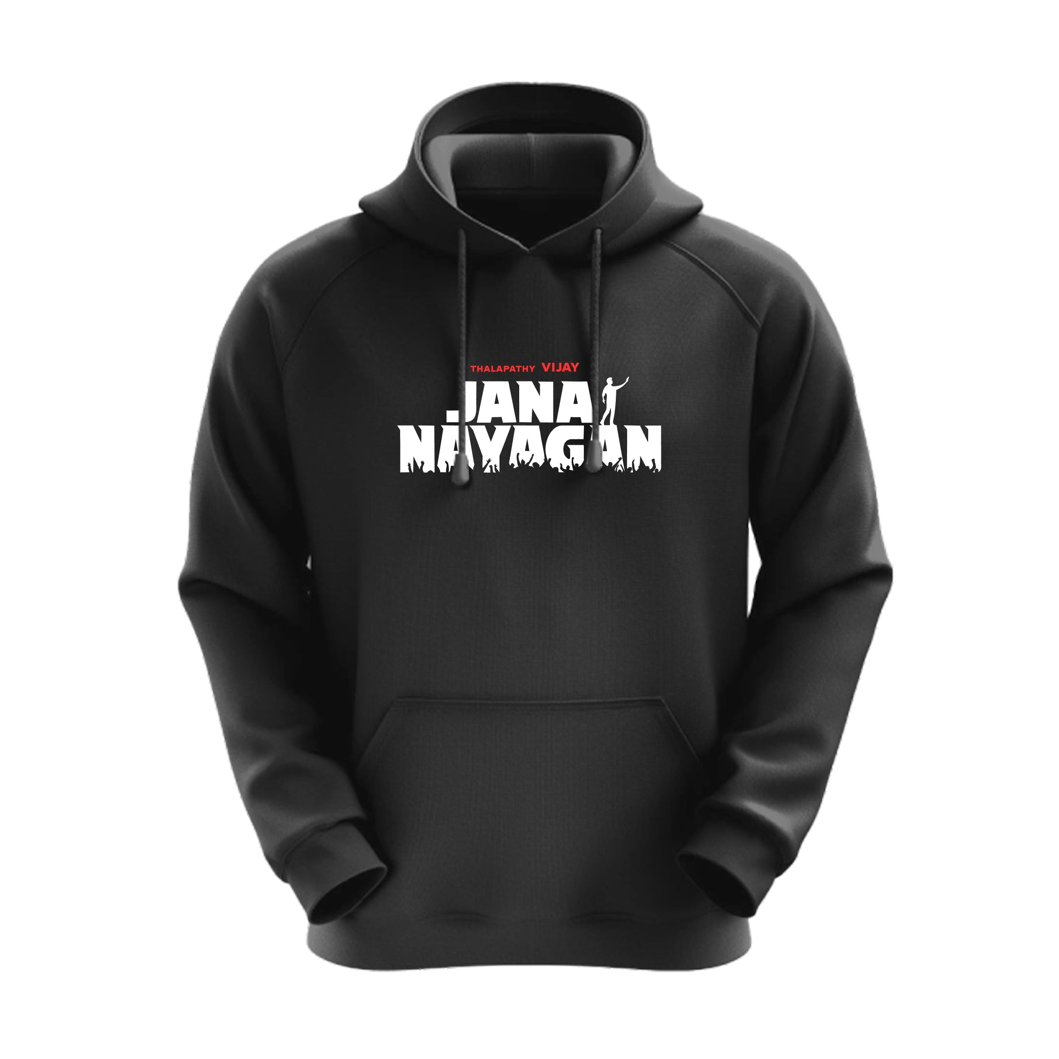 Jana Nayagan Thalapathy Vijay Fearless Leader Black Hoodie - Dudeme