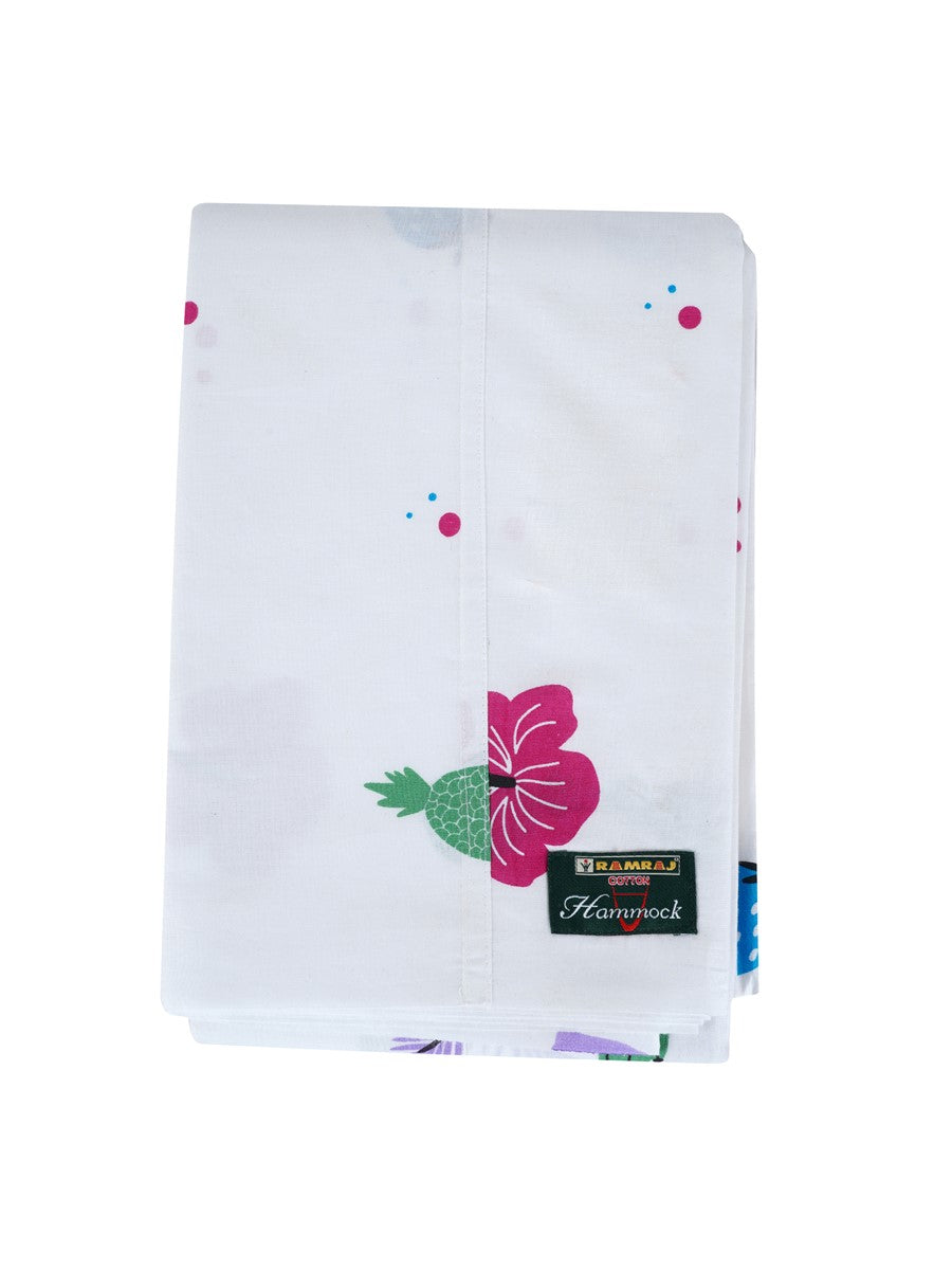 Hammock (Premium Cotton Born Baby White with Assorted Prints Stitched Hammock Cloth) - Ramraj Cotton