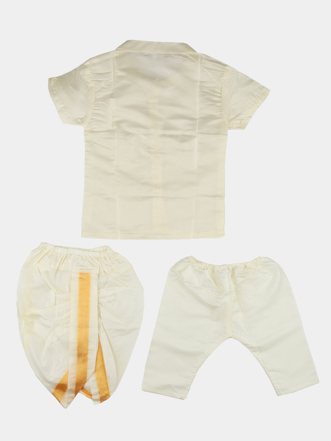 Born Baby Silk Shirt Set (Newborn Baby Traditional Set Cream) - Ramraj Cotton
