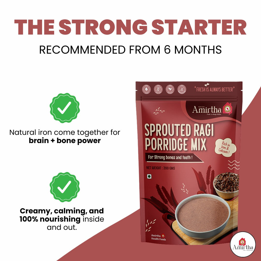 Sprouted Ragi Porridge Mix - 200g - Amirtha Health Foods
