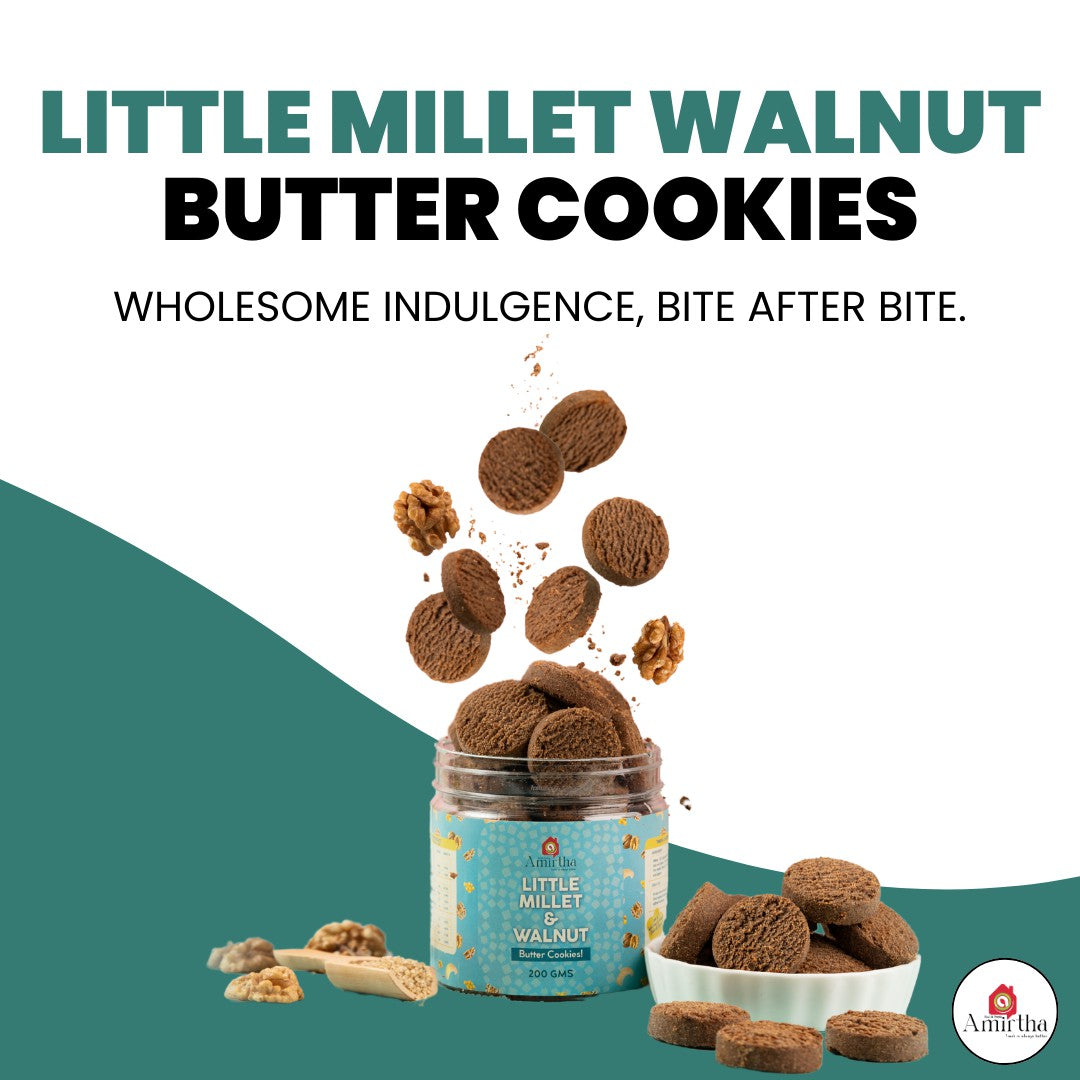Little Millet & Walnut Butter Cookies - Amirtha Health Foods