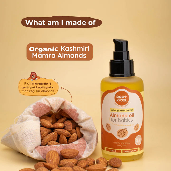 Wood-Pressed Sweet Almond Oil For Babies Root and Soil