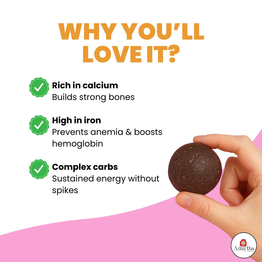 Sprouted Ragi & Dry Fruits Ladoos - Amirtha Health Foods