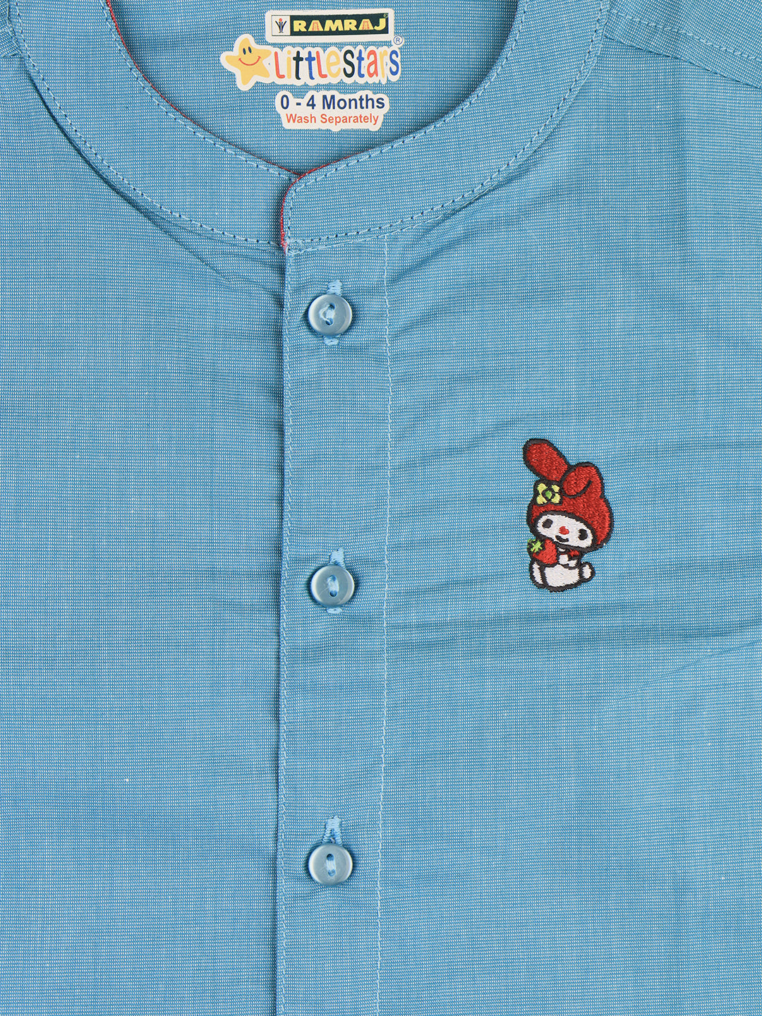 Born Baby Panchakacham Set  (Newborn Baby Blue Shirt with Pant and Panchakacham Set) - Ramraj Cotton