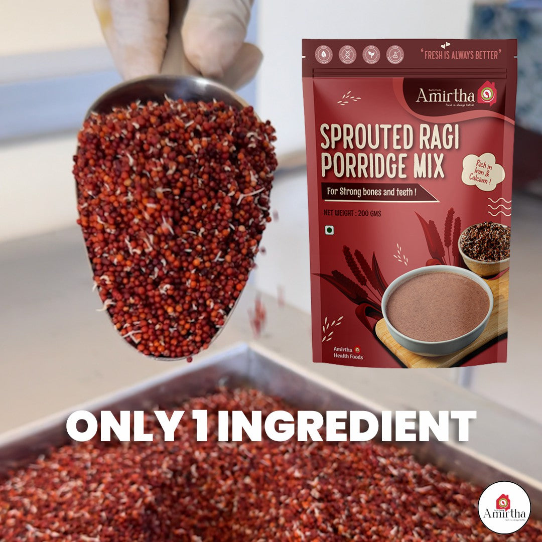 Sprouted Ragi Porridge Mix - 200g - Amirtha Health Foods