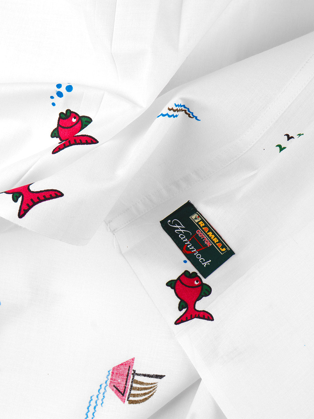 Hammock (Premium Cotton Born Baby White with Assorted Prints Stitched Hammock Cloth) - Ramraj Cotton