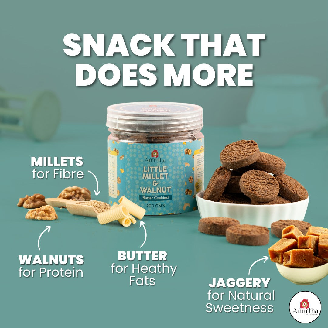 Little Millet & Walnut Butter Cookies - Amirtha Health Foods