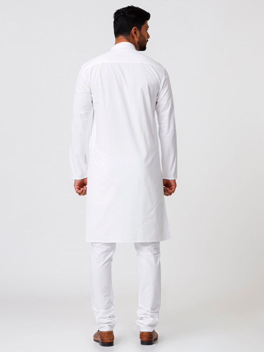 Men Cotton Full Length White Kurta and Pyjama Set - Ramraj Cotton