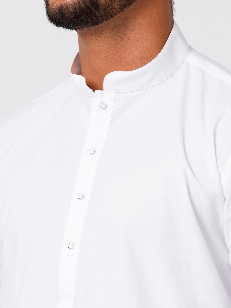 Men Cotton Full Length White Kurta and Pyjama Set - Ramraj Cotton