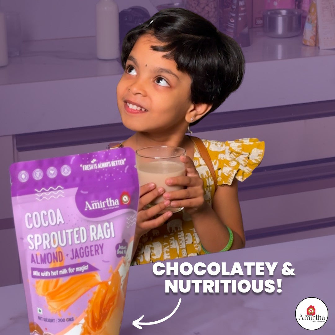 Cocoa Sprouted Ragi Almond Drink Mix - Amirtha Health Foods