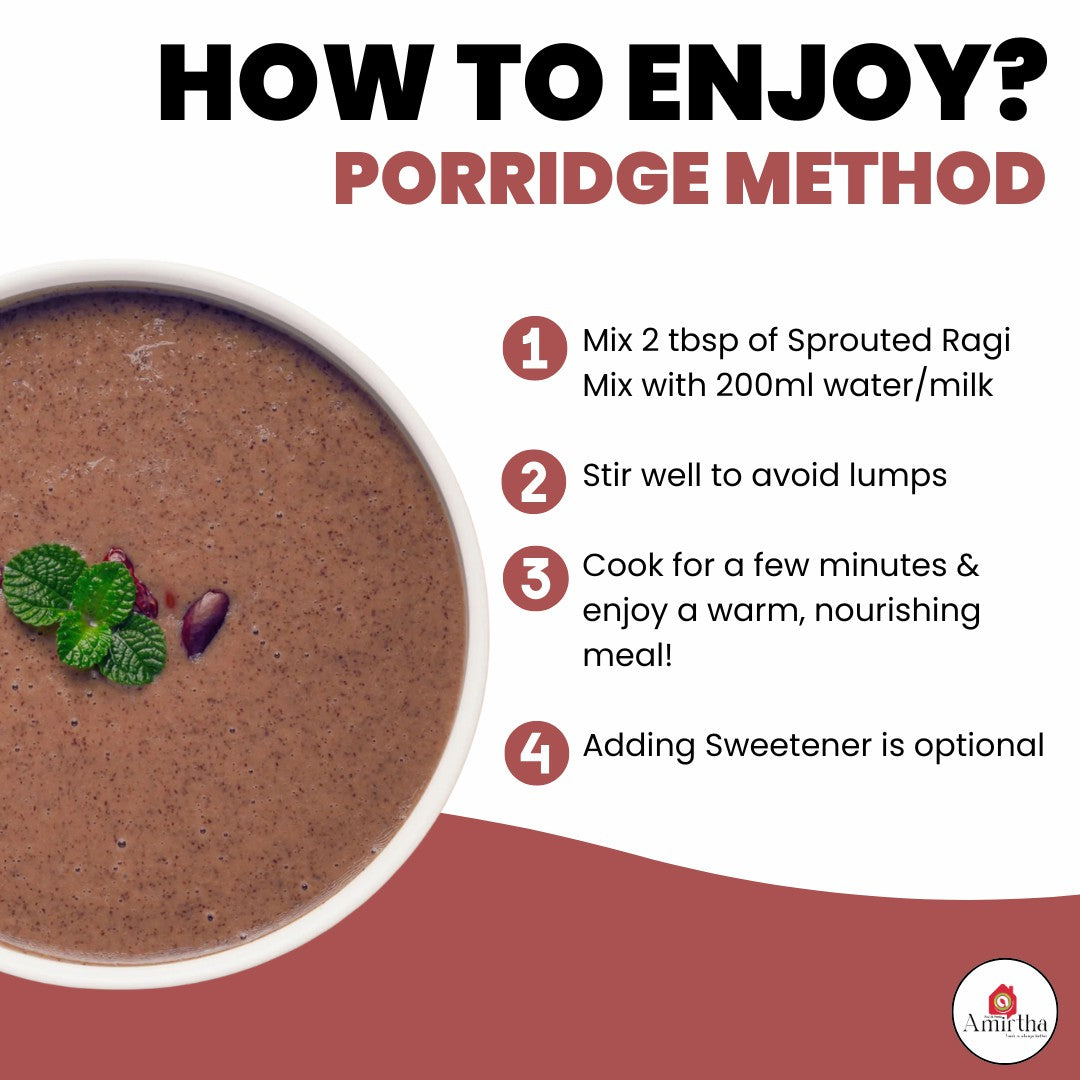 Sprouted Ragi Porridge Mix - 200g - Amirtha Health Foods