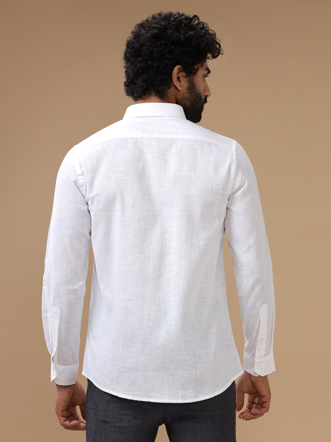 Linen Cotton White Shirt (Men Linen Cotton White Shirt Full Sleeve - 38) - Ramraj Cotton
