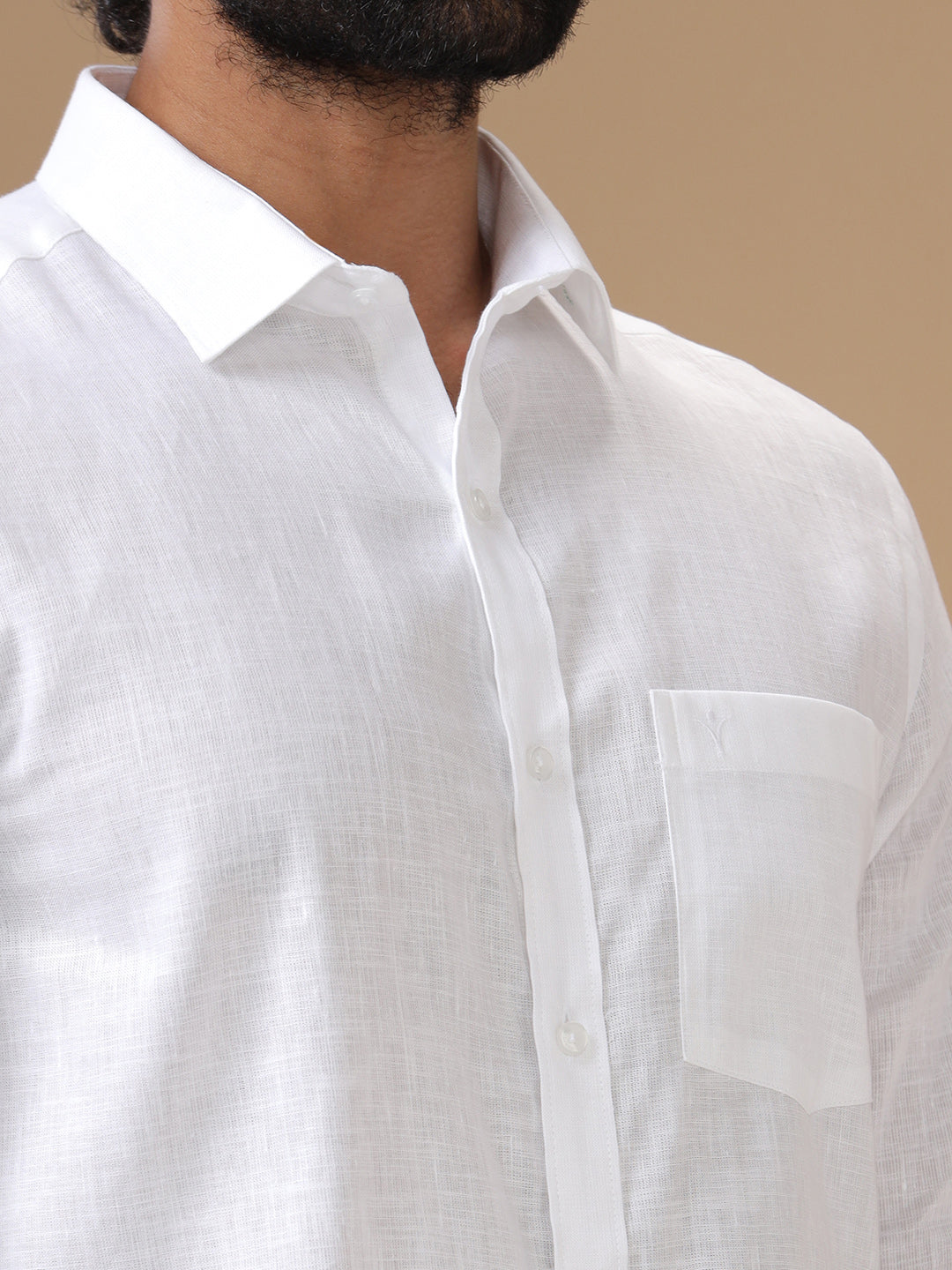 Linen Cotton White Shirt (Men Linen Cotton White Shirt Full Sleeve - 38) - Ramraj Cotton