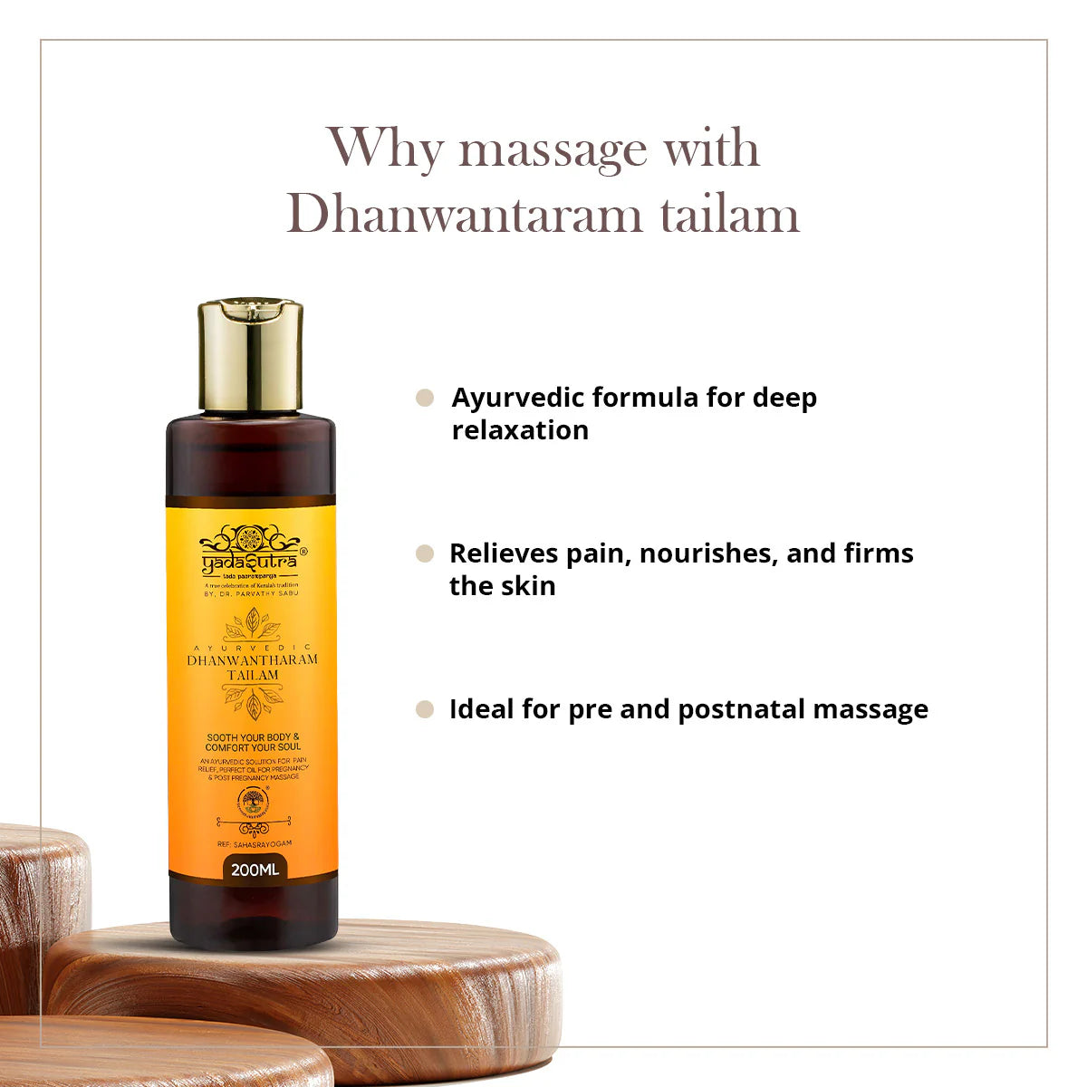 Dhanwantaram Tailam | Pre-Post Natal Massage Oil (200ml) - YadaSutra