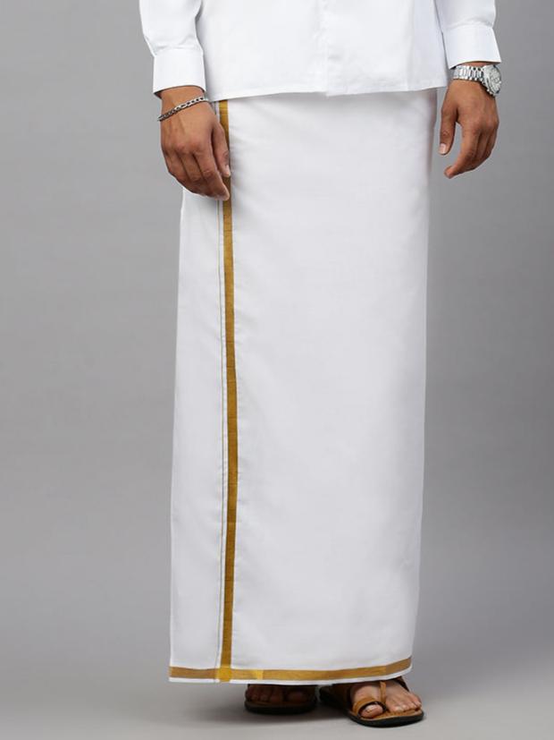 Regular single layer Gold Jari Dhoti - Ramraj Cotton