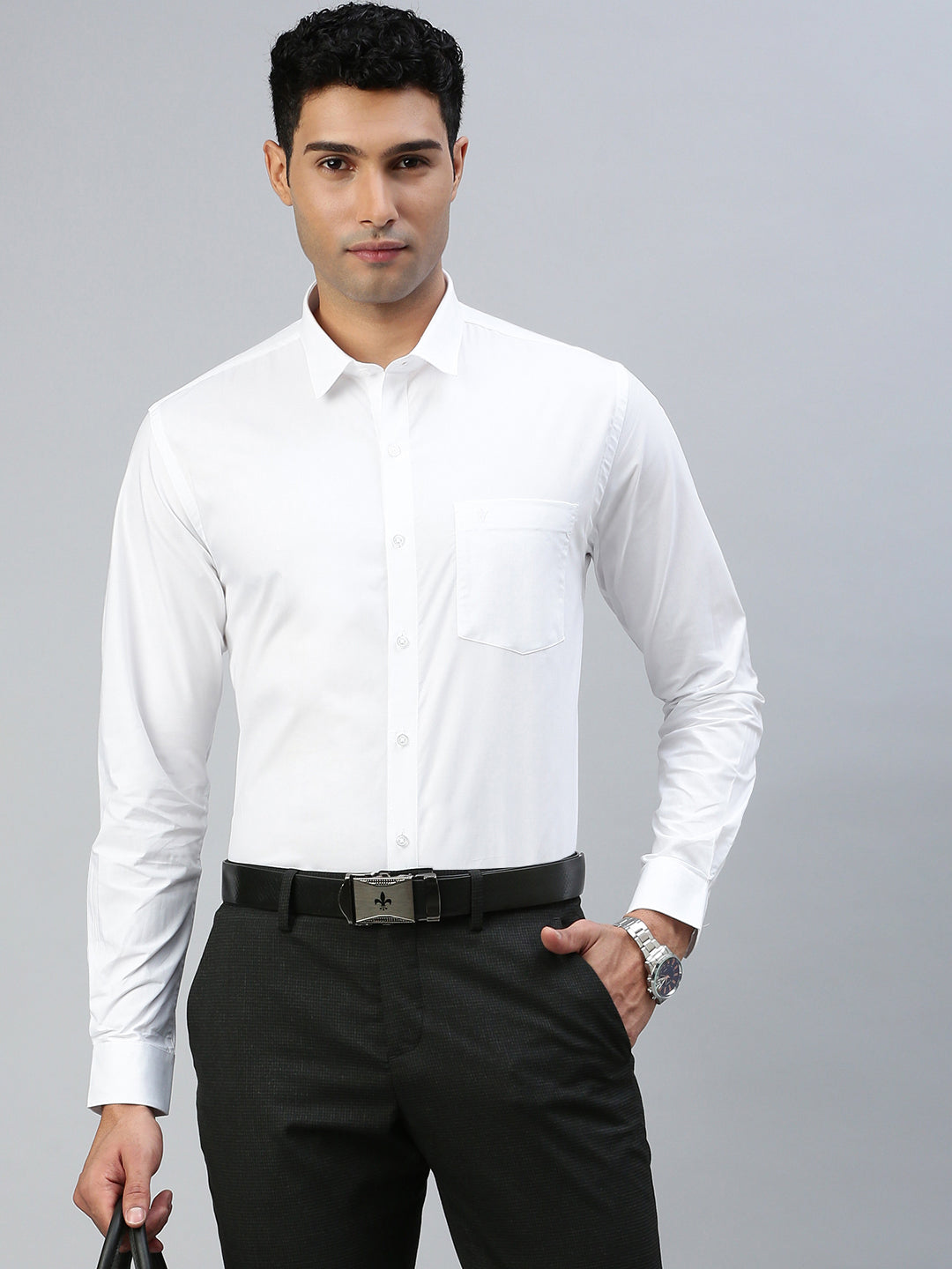 Pure Cotton White Shirt - Full Sleeve (Men 100% Pure Cotton White Shirt Full Sleeve - 38) -Ramraj Cotton