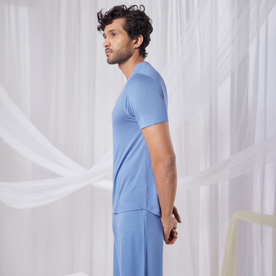 Cosmo Bamboo T-Shirt(Serene Blue) - Soft Sleep