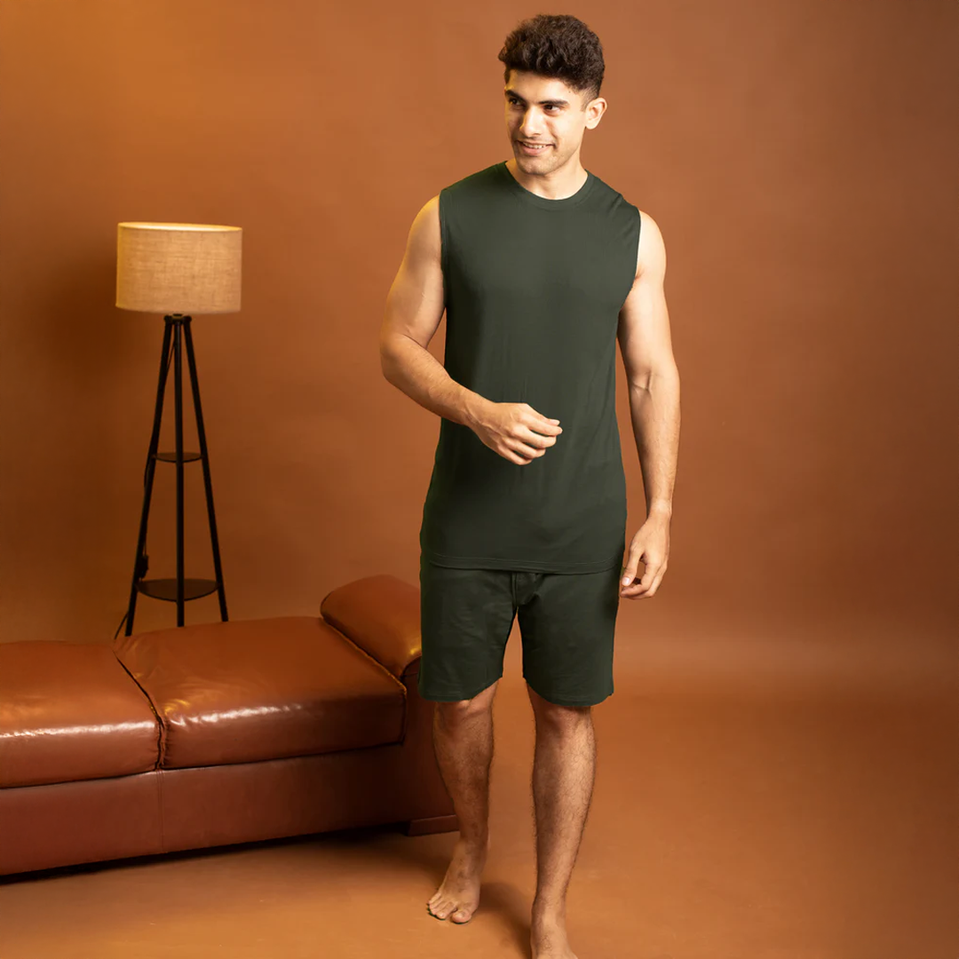 AirKnit Bamboo Tee(Dark Green) - Soft Sleep