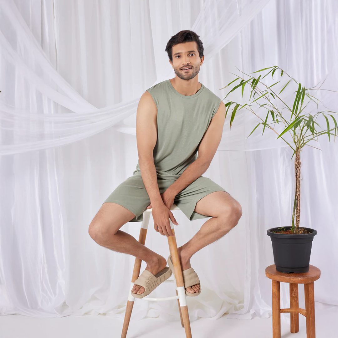 Hushy Bamboo Shorts(Laurel Green) - Soft Sleep