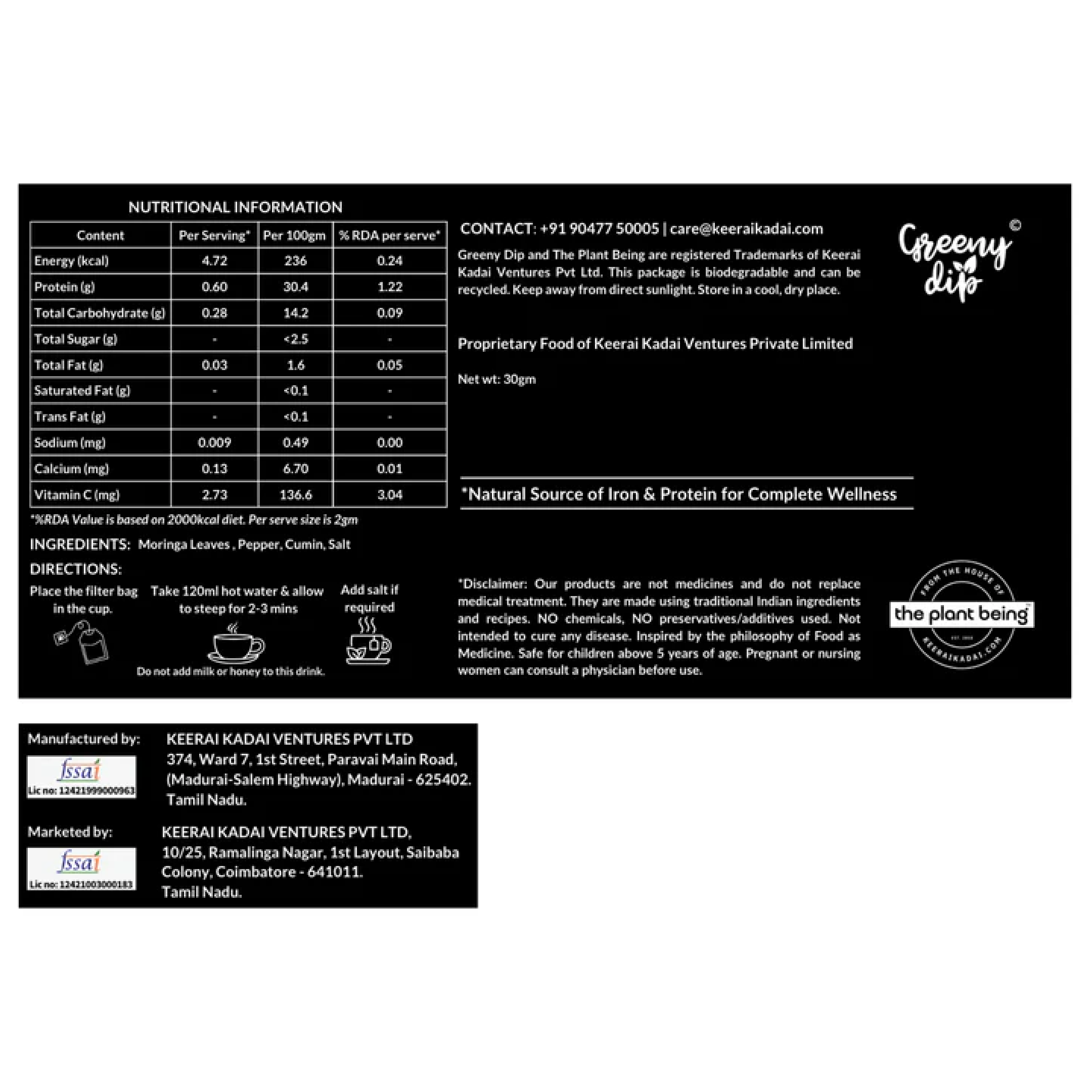 Dip Soup - Moringa Wellness Sachet - Keerai Kadai