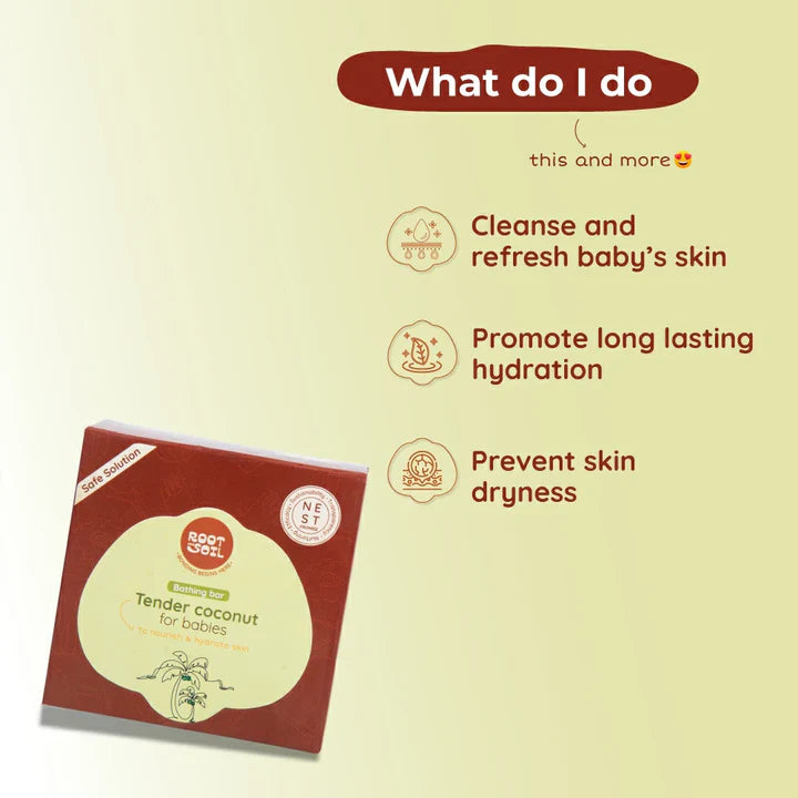 Tender Coconut Bathing Bar For Babies Root and Soil