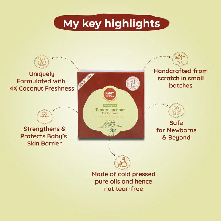 Tender Coconut Bathing Bar For Babies Root and Soil