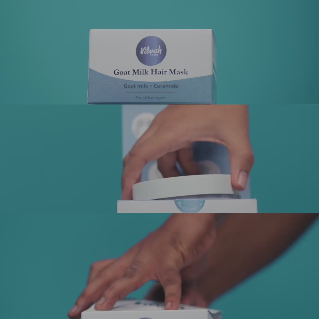 Load video: Goat Milk Hair Mask (Frizz, Flyaway - Control ) - Vilvah